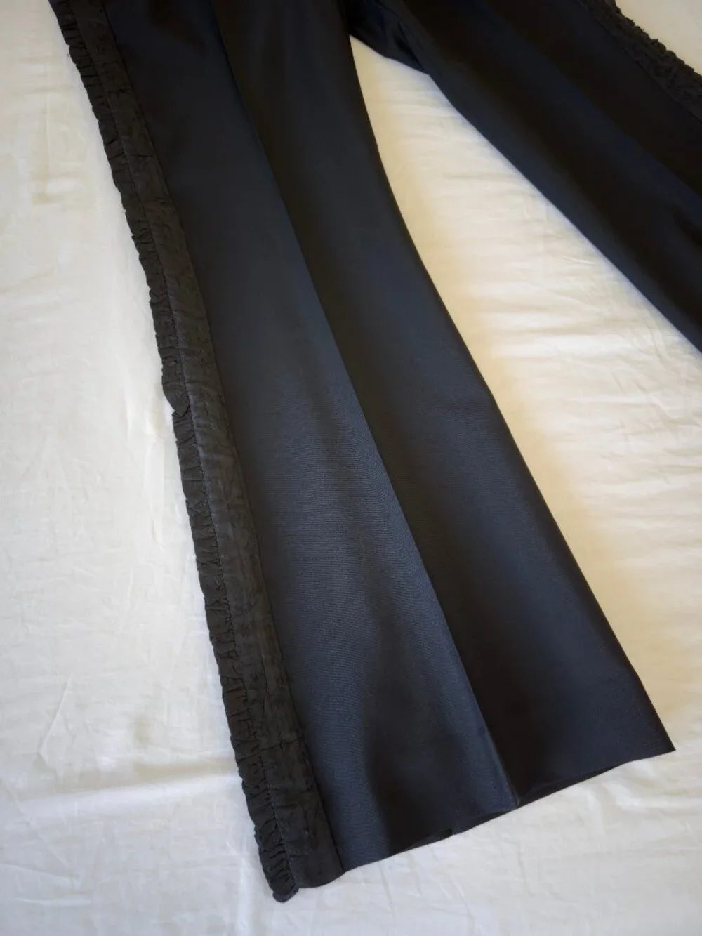 Acne Studios Black Wool Tuxedo-Style Flared Trousers (Waist 30